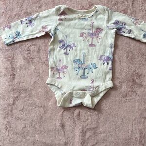 Members Mark Carousel Horse‎ Organic Cotton Bodysuit Newborn Baby Clothes Outfit